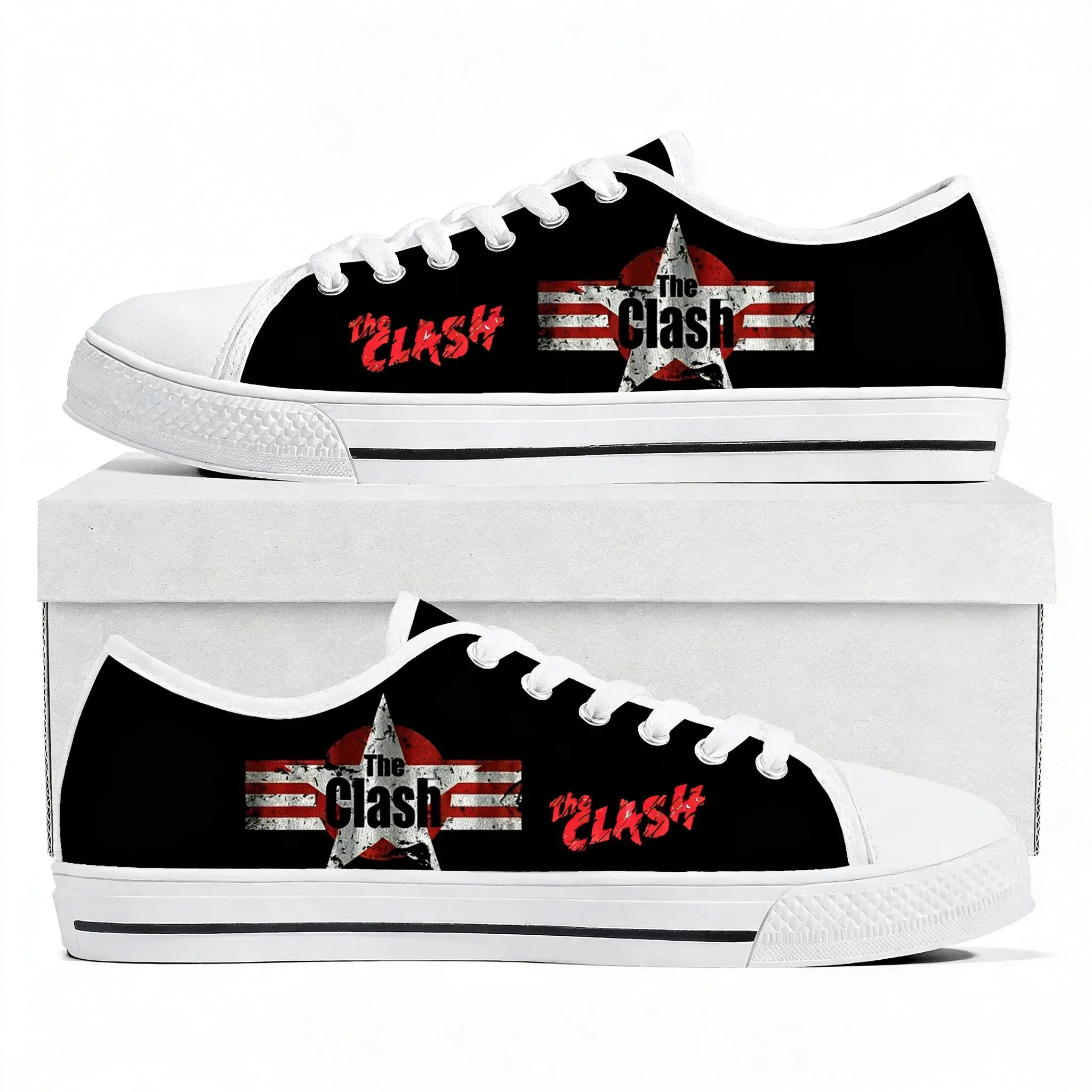 

The Clash Rock Band Low Top Lightweight Flat Sneakers Mens Womens Teenager Canvas Sneaker Casual Couple Hiking Lightweight Shoes