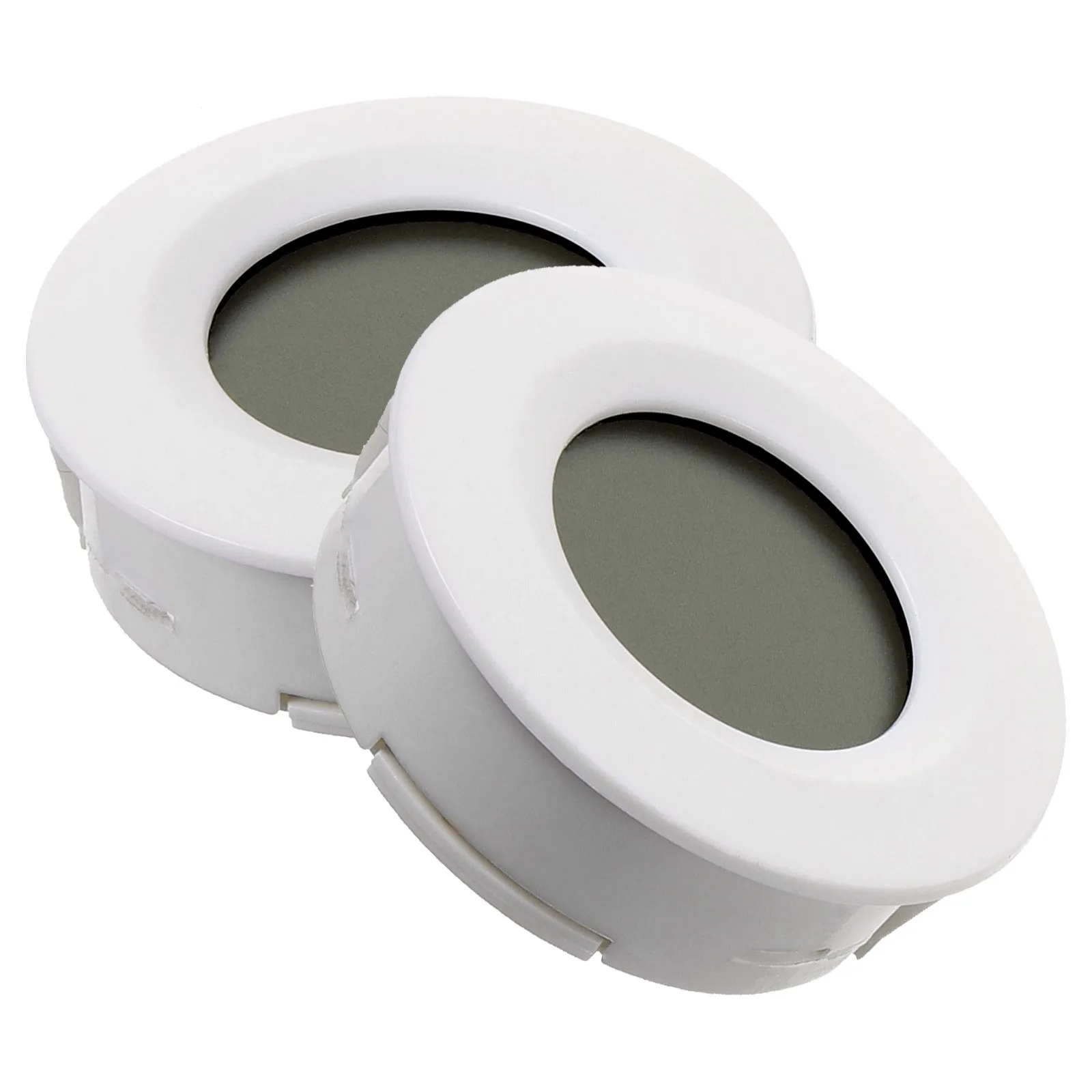 Termometro digitale rotondo da 2 pezzi Misuratore di umidità Igrometro di temperatura Supporto da parete portatile per interni per ufficio domestico