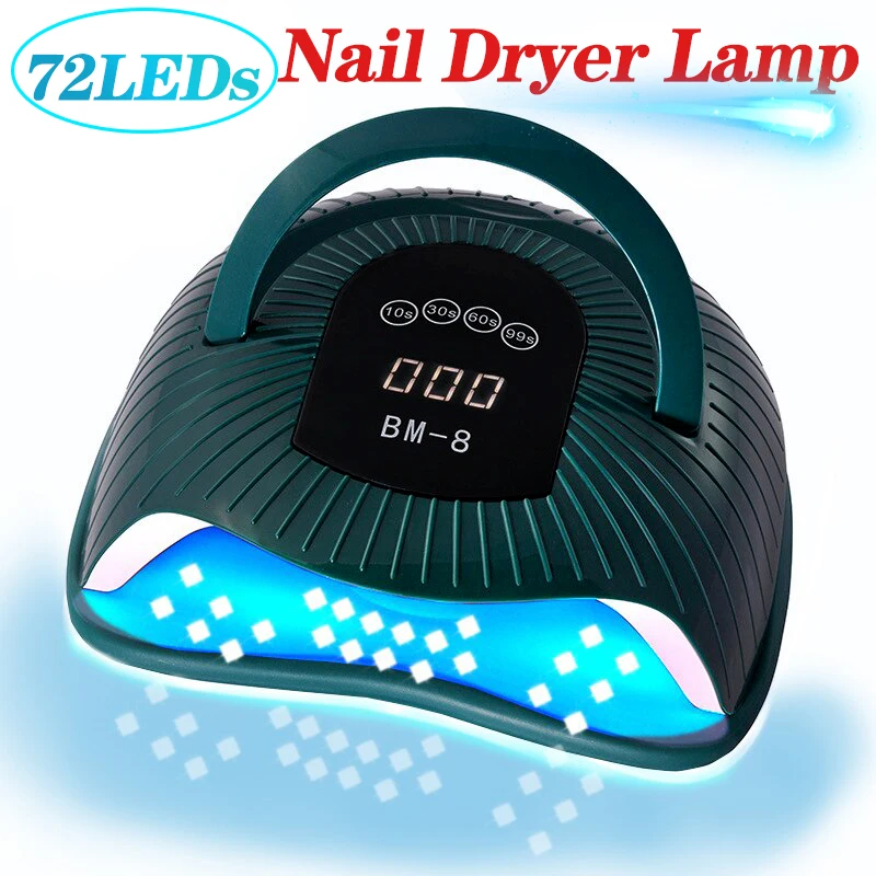 300W Professional Nail Dryer Lamp Big Power 72LEDs Portable UV LED Nail Lamp with 4 Timer Large Space For Drying Nail Gel Polish