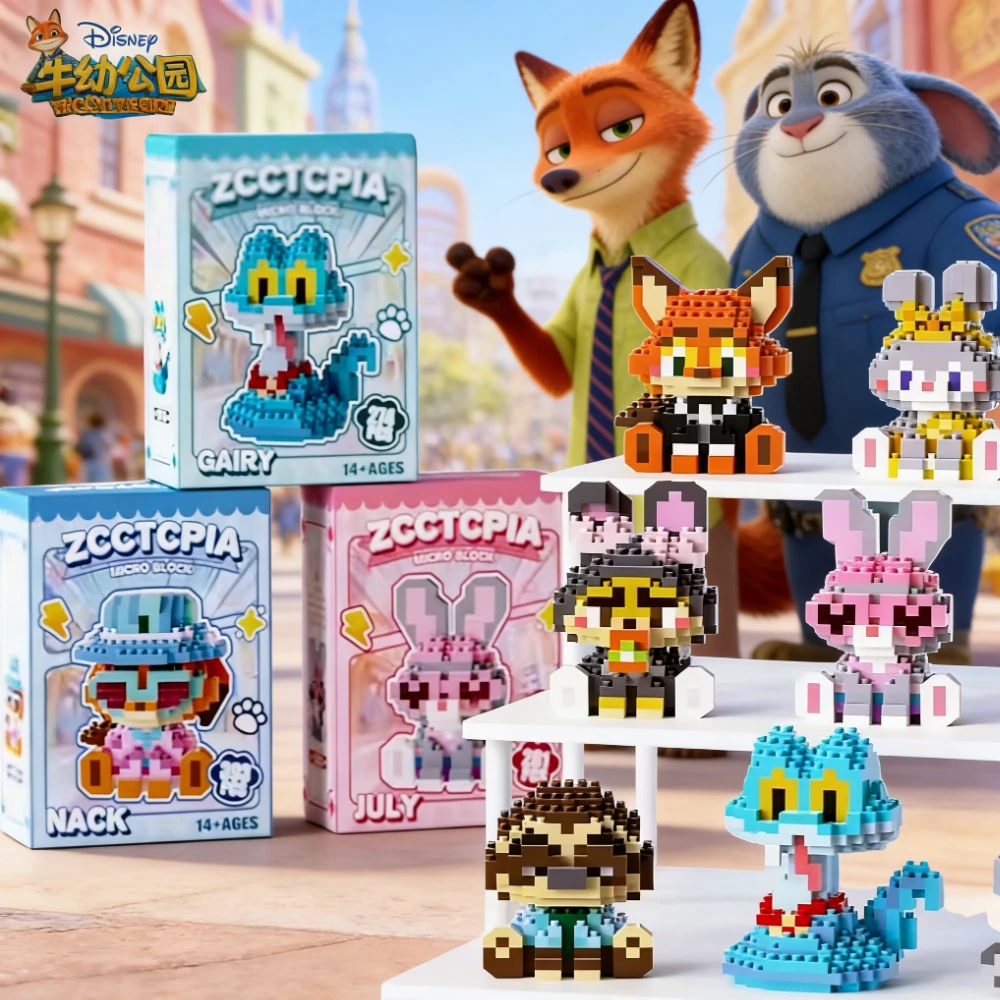 Zootopia Judy Hopps Nick Wilde Blind Box Series Anime Character Ornament DIY LEGO Micro-particle Figurines 3D Building Toys
