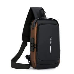 Men's Multifunction Anti-theft USB Shoulder Bag Man Crossbody Cross Body Travel Sling Chest Bags Pack Messenger Pack for Male