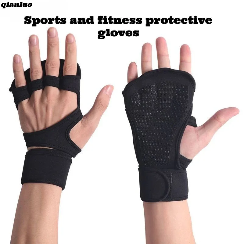 1 Pair Of Weightlifting Training Sports Fitness Men's And Women's Protective Gloves,wrist Protection Silicone Anti Slip Gloves