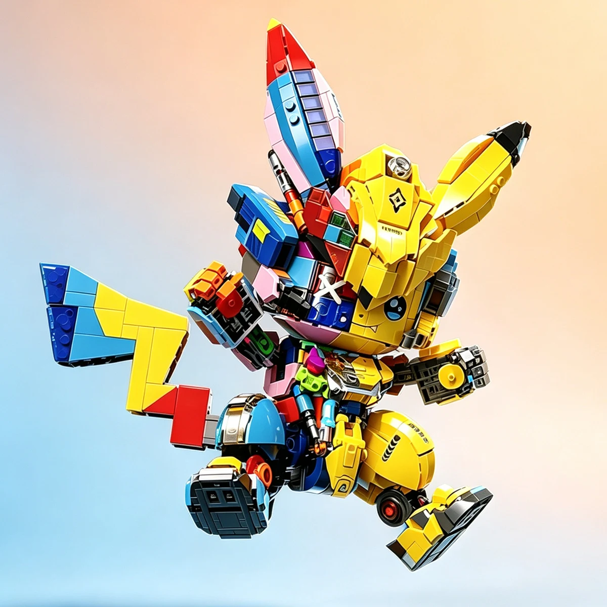 デザイナーホームデコレーション-ポケモン-メカピカチュウ-ディスプレイキット-デスクアニメ-クリエイティブモデル-組み立てブロック-ブリックギフト-1500-ピース