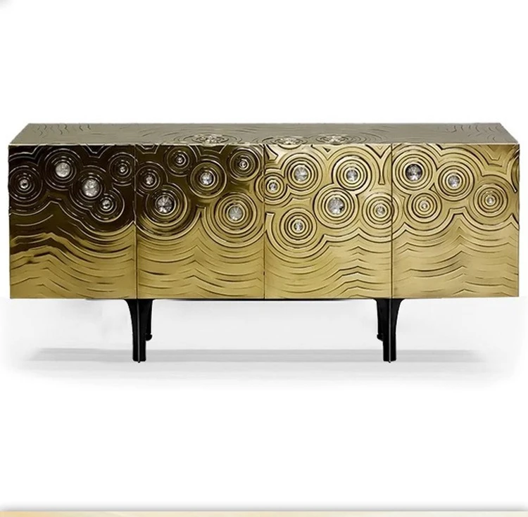 خزانة جانبية إيطالية فاخرة من الفولاذ المقاوم للصدأ مصممة لخزانة تخزين إبداعية فيلا فاخرة