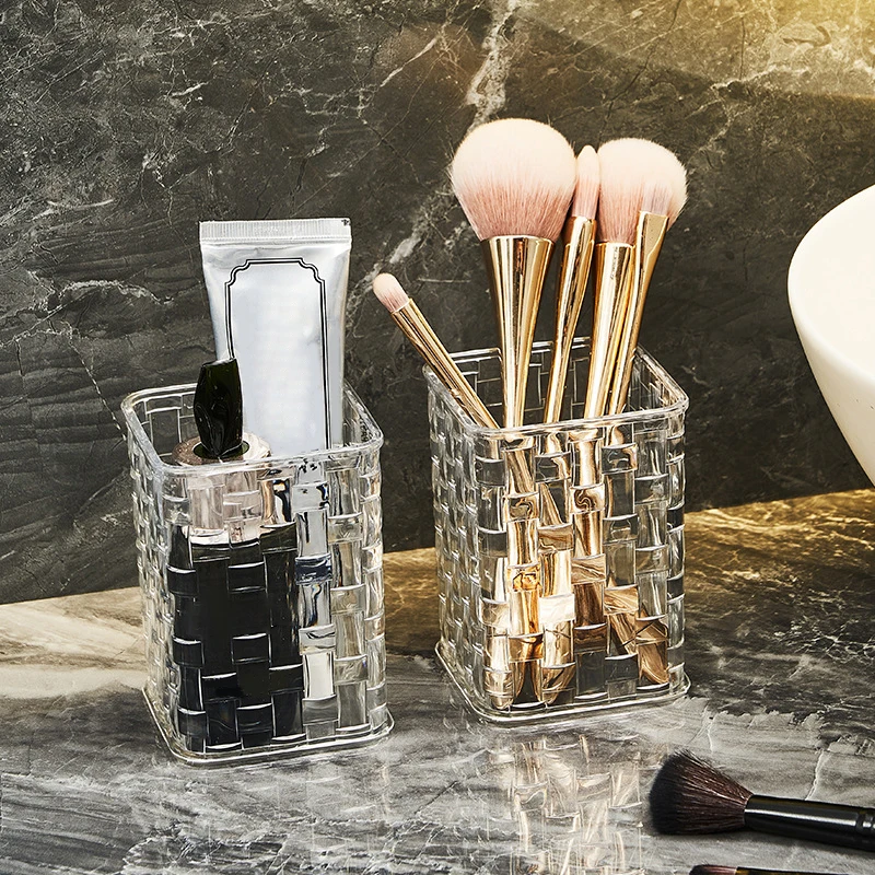 Transparente batom cosméticos maquiagem acrílico maquiagem escova ferramenta caixa de armazenamento caso maquiagem escova titular mesa organizador ferramenta de maquiagem