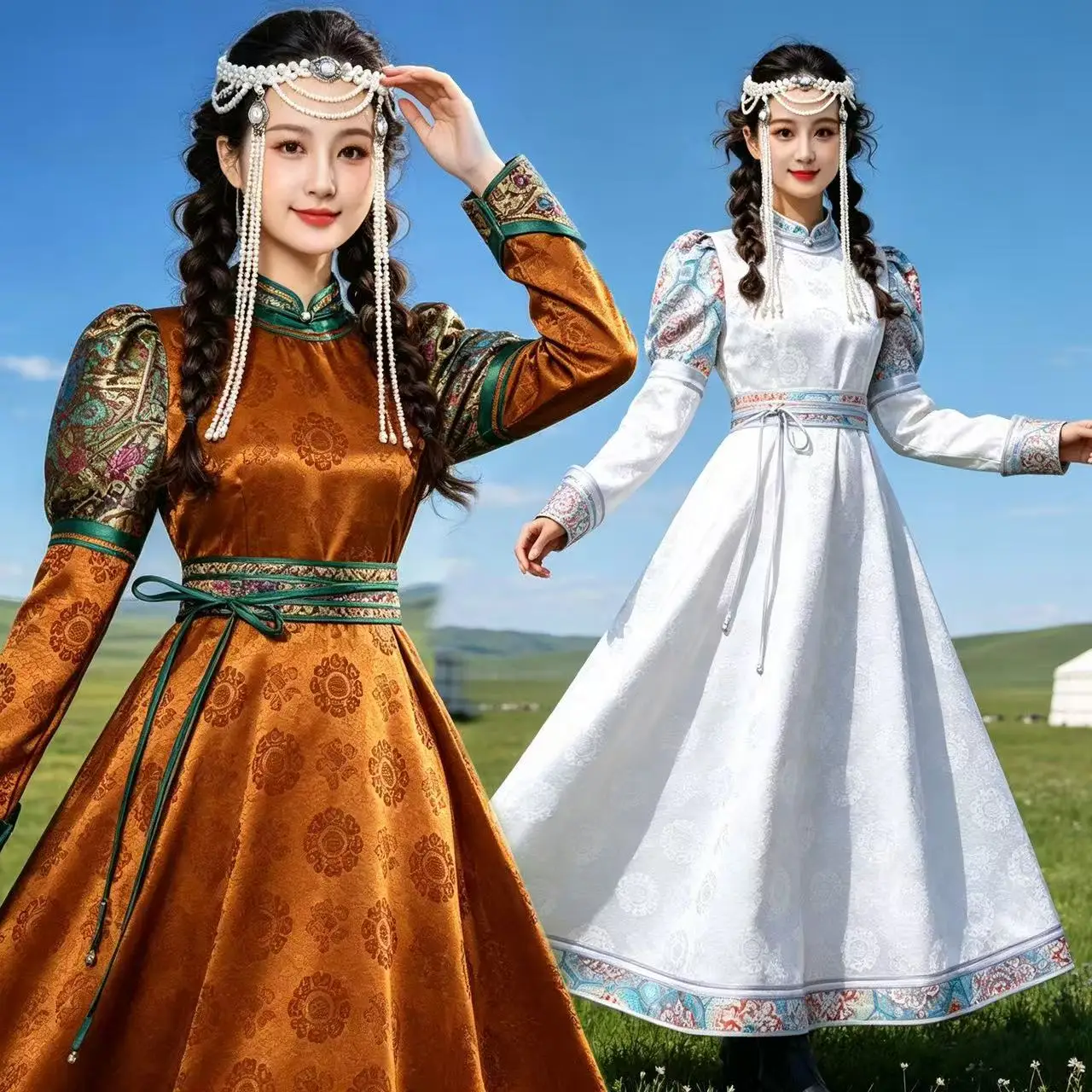 Mongolian Costume Women's Traditional Ethnic Minority Clothing Stage Performance Outfits National Dance Long Robe Female Coat