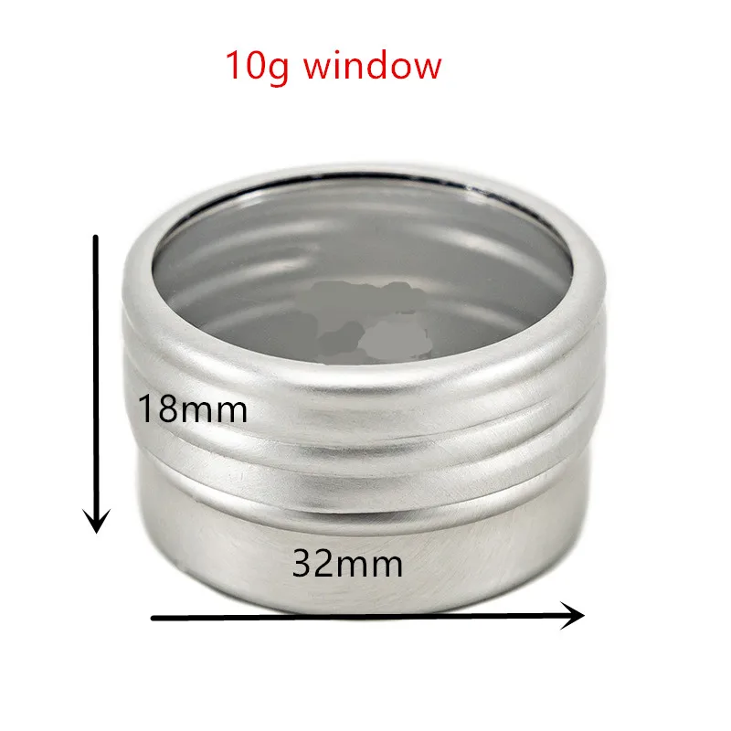 5g 10ml 20g 40ml  80ml small empty round aluminium, metal,Container,case,jar, pot,Balm Tins with Clear View Window press fit lid