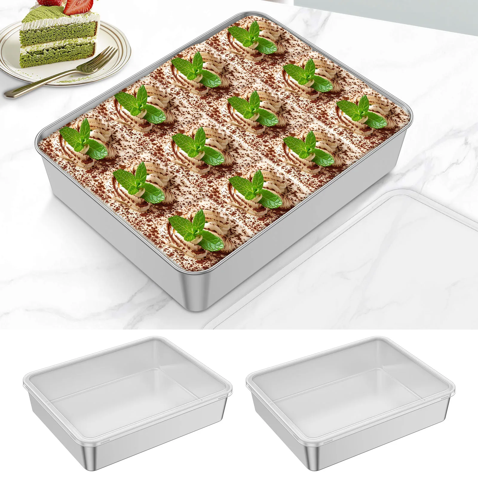 2/1 Pc Edelstahl Kuchen Molde Rechteck Backform Brot Keks Dessert Backblech Braten Pan Küche Werkzeug Kuchen behälter