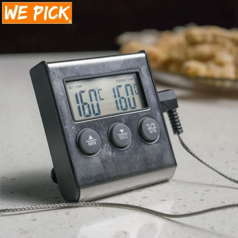 WePick Digital Oven Thermometer Kitchen Food Cooking Meat BBQ Probe Thermometer With Timer Water Milk Temperature Cooking Tools