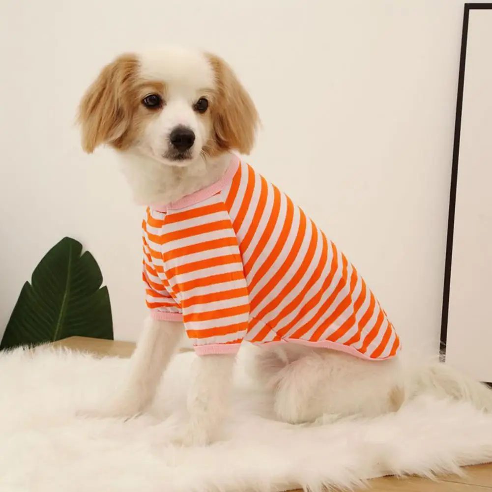 Striped Dog Shirt Dog Striped T-shirt Striped Dog T-shirt for Small Medium Dogs Round Neck Puppy Tee Shirt Short Sleeve Pet
