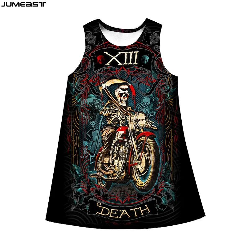 Jumeast Y2k Women 3D Printed Dresses Hip Hop Tarot Cards Summer Fashion Sleeveless Dress Suspender Nightdress