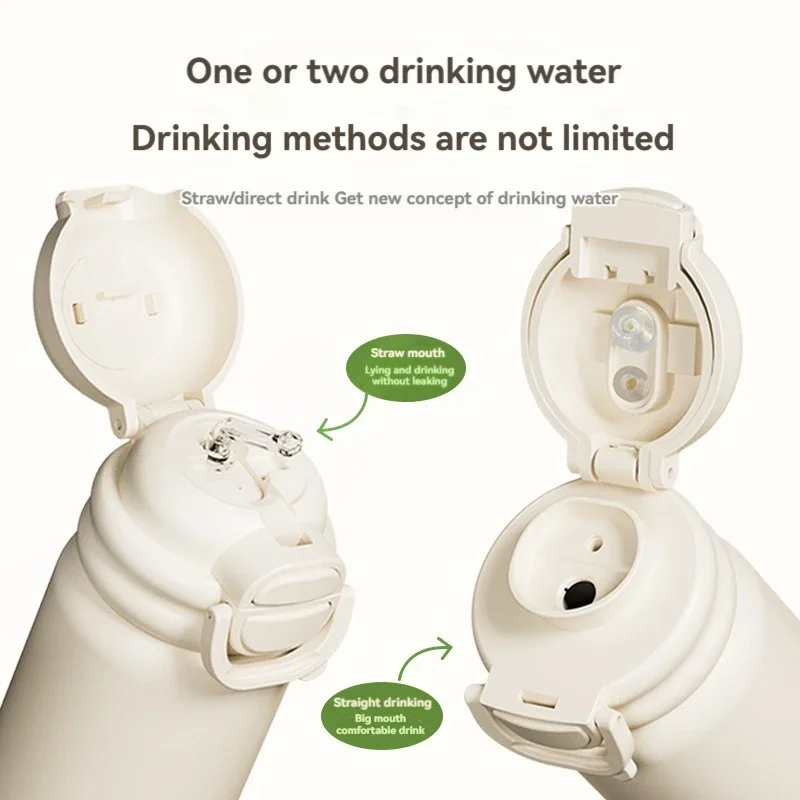 500ML Thermos Water Bottle With Straw Insulated Kids Bottle Stainless Steel Vacuum Flasks Portable Coffee Cups Double Spring Lid view 5