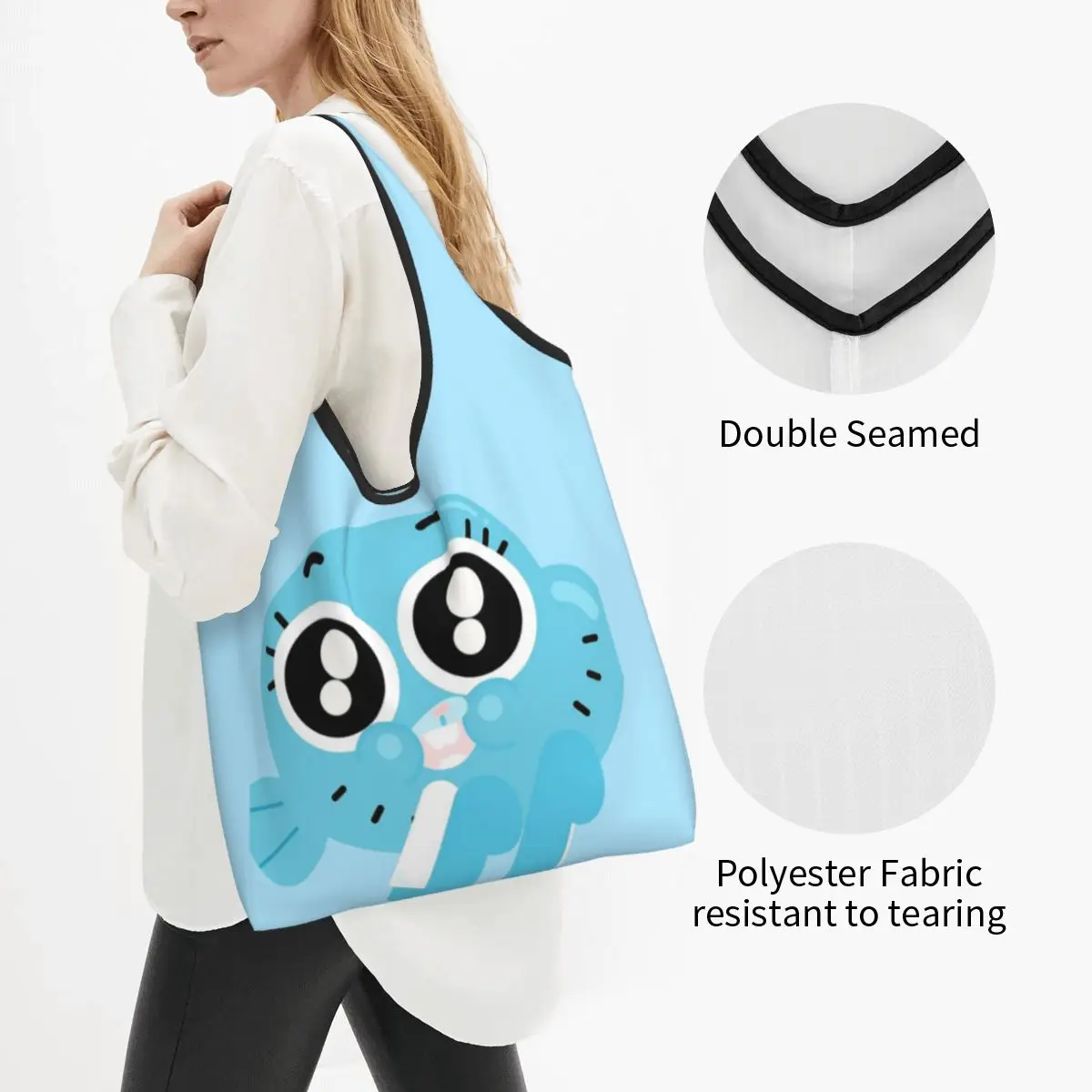 Nicole Gumball Watterson Portable Tote Shopping Bags Large Capacity Shopper Bag Grocery Handbag Shoulder Bag