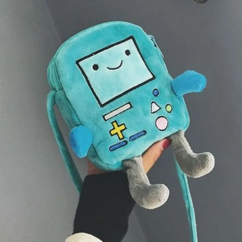 Finn & Jake Messenger Crossbody Bag Swag Rap Plush Coin Bag Phone Bag Anime Advanture Robert BMO Stuffed Bag For Children Gift