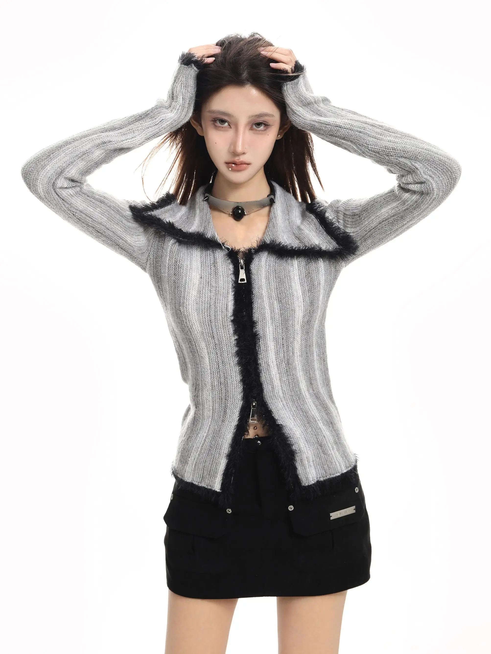 

Women's Grey Cardigan Knitted Sweater Harajuku 90s Aesthetic Y2k Long Sleeve Sweater Jumper Vintage 2000s Aesthetic Clothes 2025