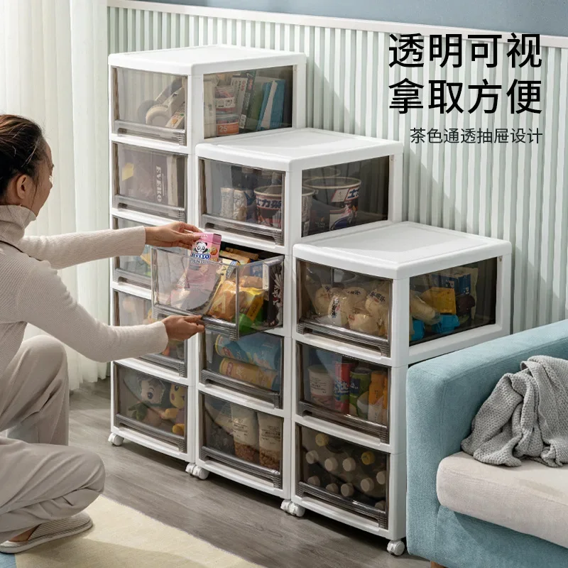 Office Multi-layer Transparent Sotage Rack Home Narrow Side Cabinet Snack Drawers Slotted Plastic Storage Box Organization