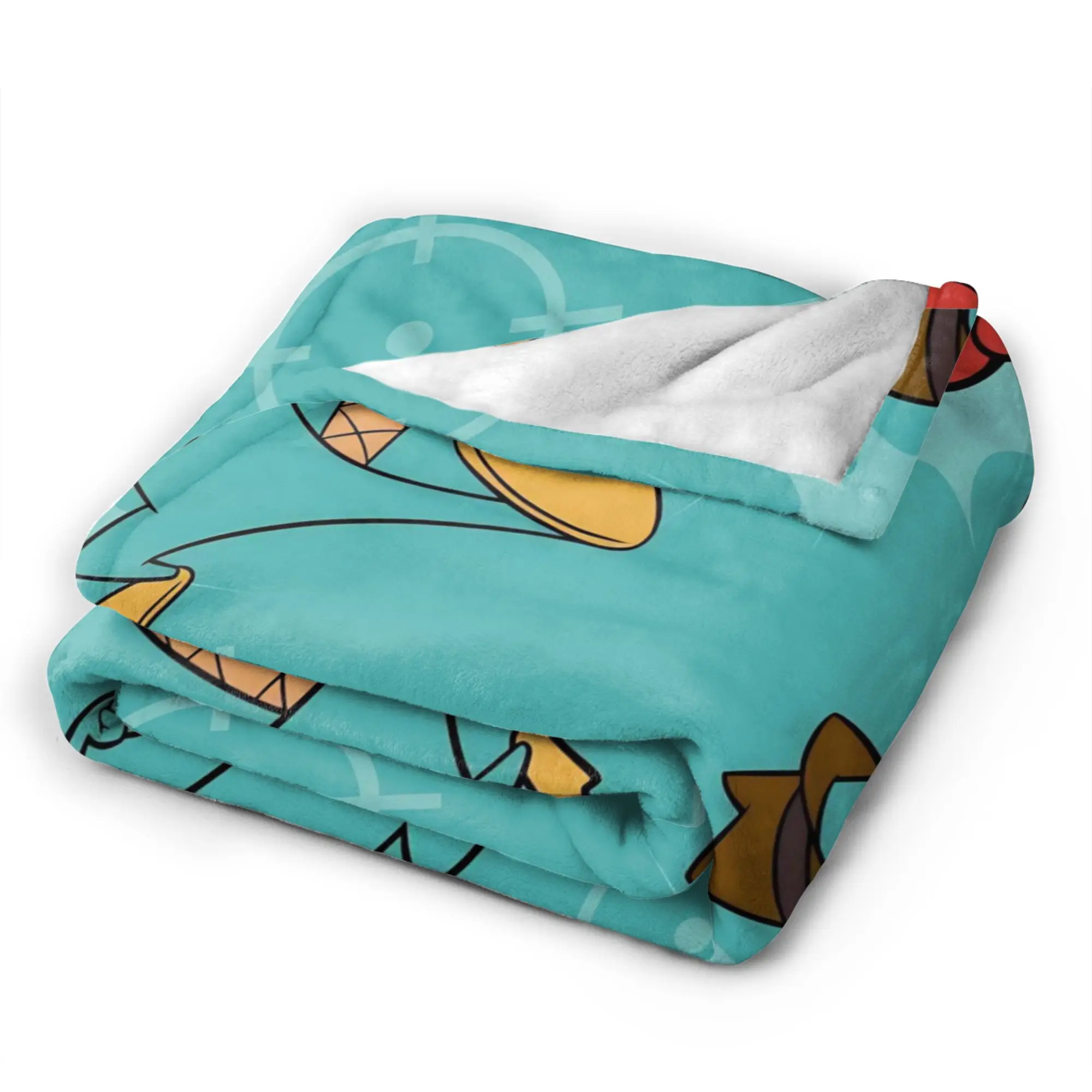 Phineas and Ferb Perry the Platypus الكرتون البطانيات الصوف الديكور وكيل P متعددة الوظائف فائقة النعومة رمي بطانية للمكتب #5