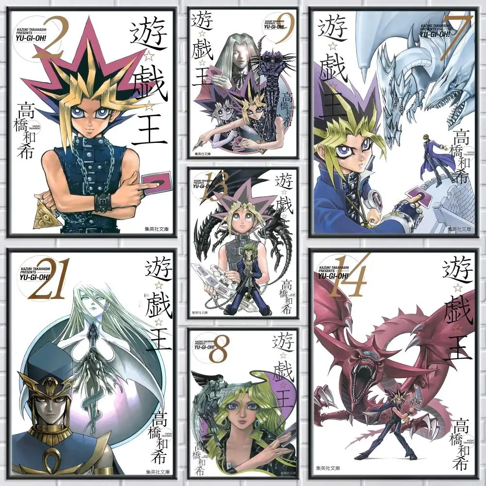 Y-yu-Gi-Oh Comic Cover Poster Durable Waterproof Aesthetic Stickers Wall Art HD  for Office Bedroom Bar  Coffee Home Decor