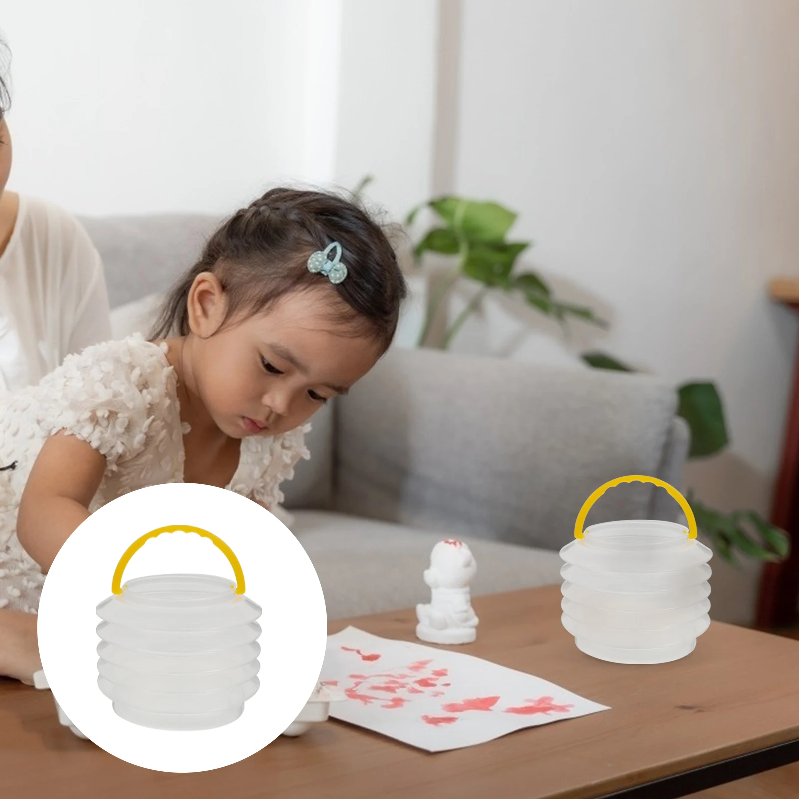 

2 Pcs Portable Pen Folding Multi-purpose Cleaner Paint Cleaning Bucket Buckets Kids Painting Brush for