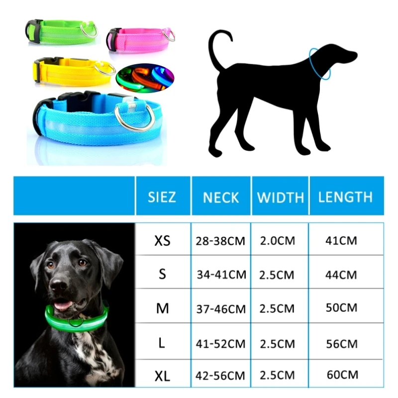 Led Hund Kragen Licht Anti-verloren Kragen Für Hunde Welpen Nacht Leuchtende Liefert Pet Produkte Zubehör USB Lade/batterie