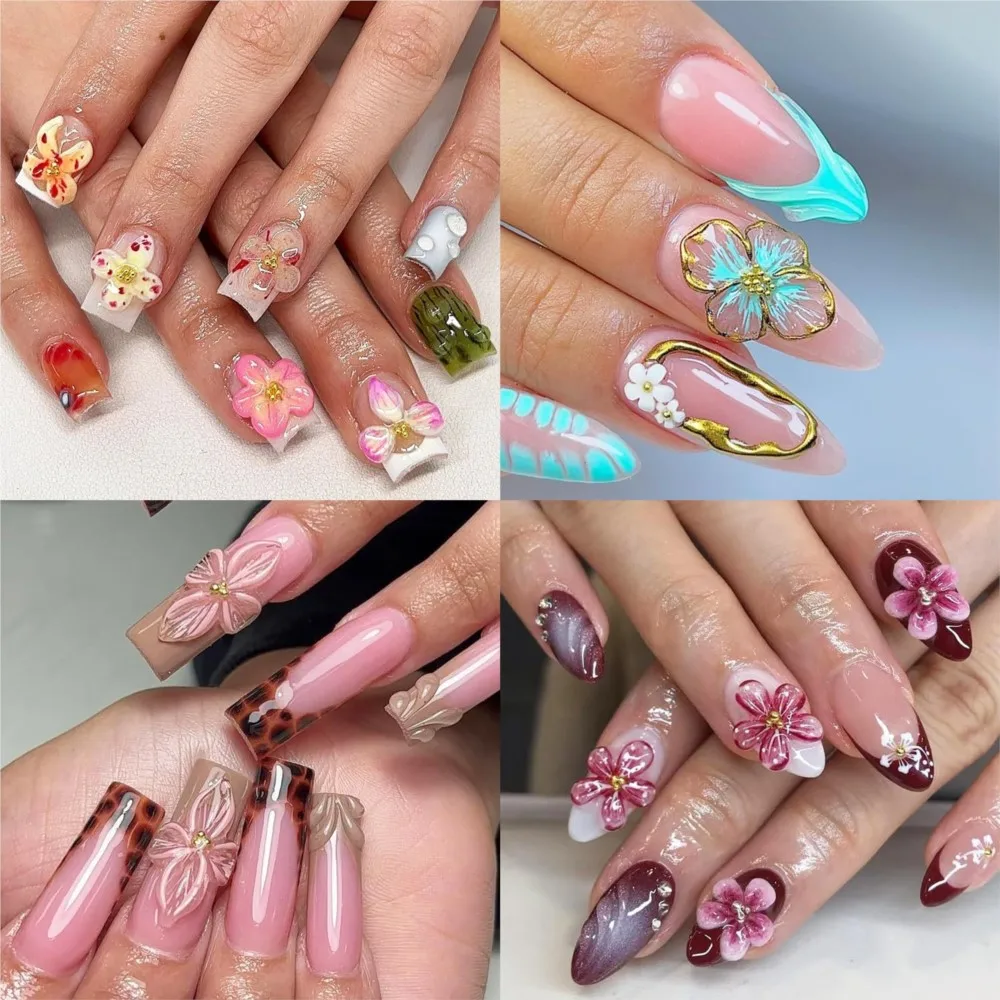 3 stks/set 3D Hawaii Hibiscus Bloemen Nail Mold Bloemen Bloemblaadje Ontwerp Hars Mallen Nail Art Carving Template Manicure stencils Gereedschap