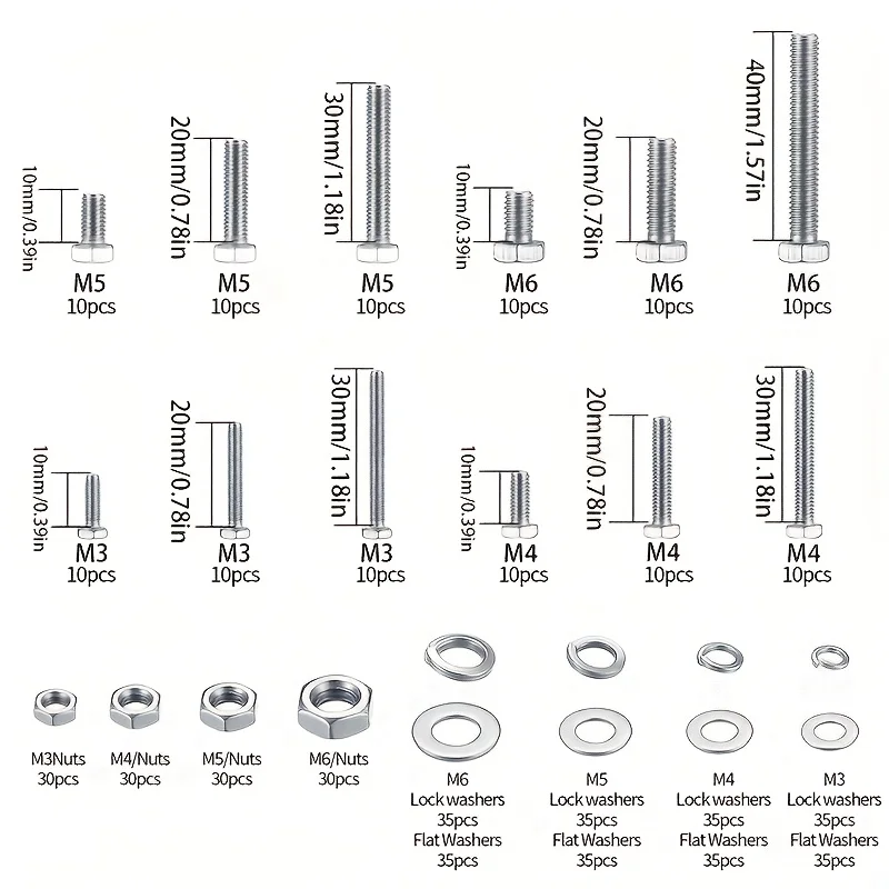 طقم مسامير من الفولاذ المقاوم للصدأ مكون من 520 قطعة M3M4M5M6 #3