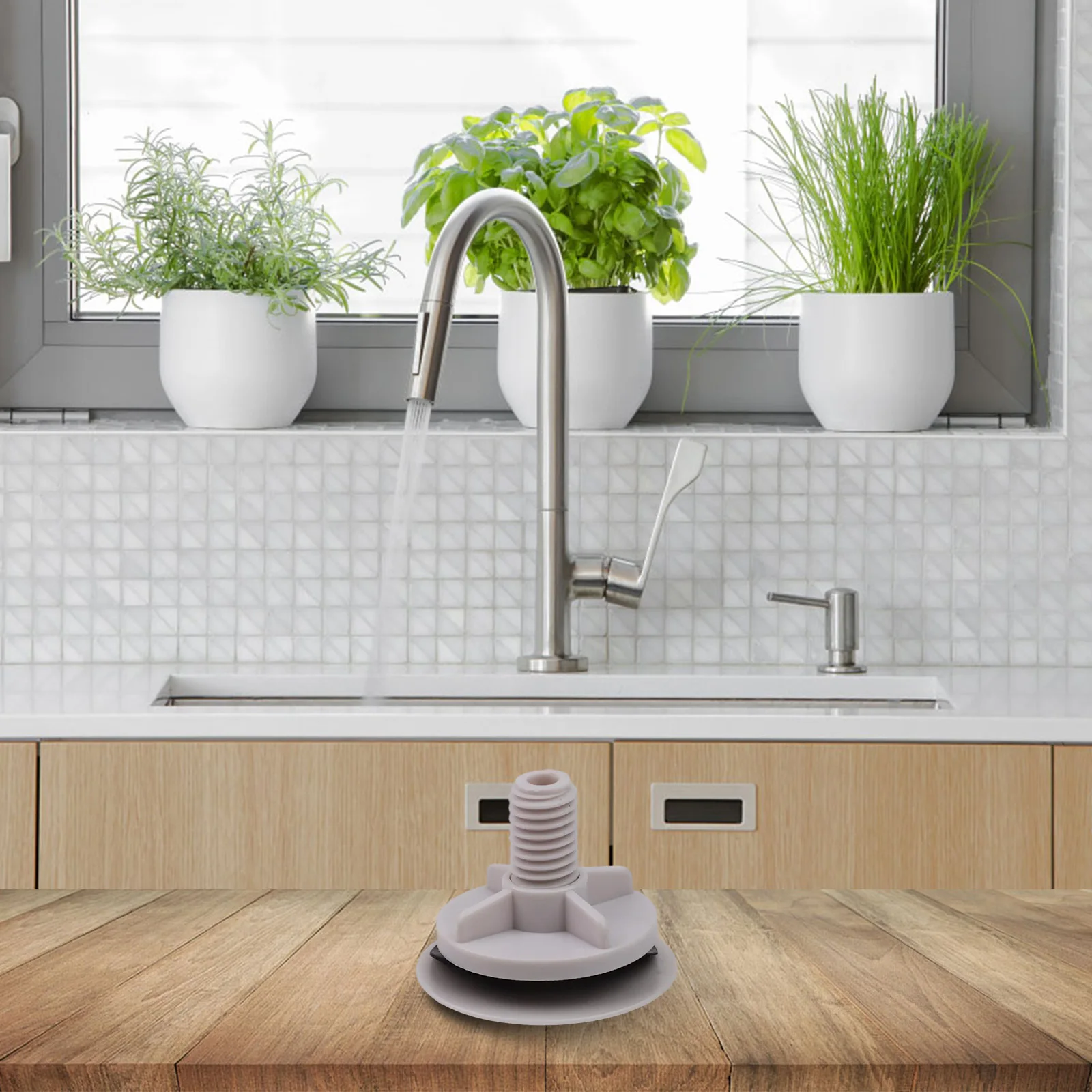 White Plastic Overflow Hole Cover for Kitchen Sink Basin 49mm Blanking Plate for Tap Hole Protection and Finishing