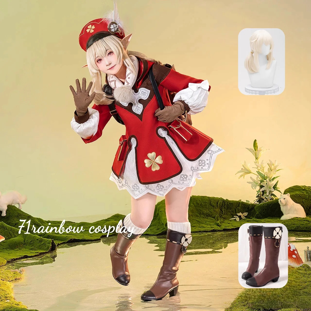 Klee Cosplay Game Genshin Impact Klee Cosplay Costume Woman Christmas Outfits Sets Wig Shoes Dress Clothe Genshin Impact Cosplay