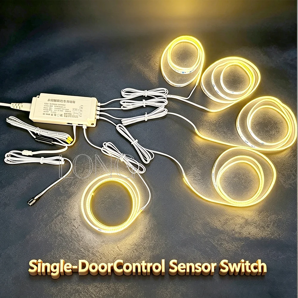 12V COB LED Tape Light with Dual Door Motion Sensor Control for Under Cabinet Closet Showcase Lighting Warm White/Neutral White