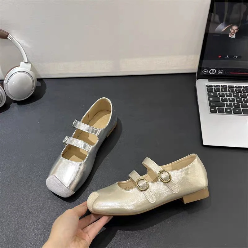

Новинка 2023 года, весенне-осенние женские туфли на плоской подошве, удобные балетки с квадратным носком в стиле ретро, женские одинарные туфли, Zapatos De Mujer