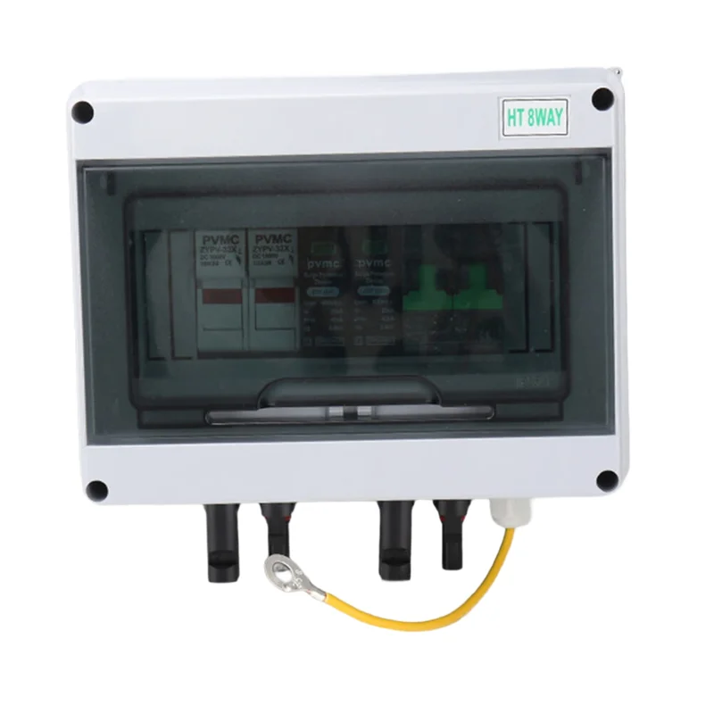 Solar Photovoltaic PV Combiner Box With Lightning Protection 1 In 1 Out Fuse MCB SPD Waterproof Box