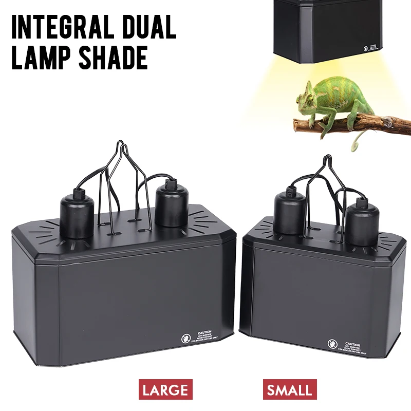 

New Integral Dual Lampshade Reptile Heat Lamp Fixture For Reptile Terrarium And Tortoise Habitat