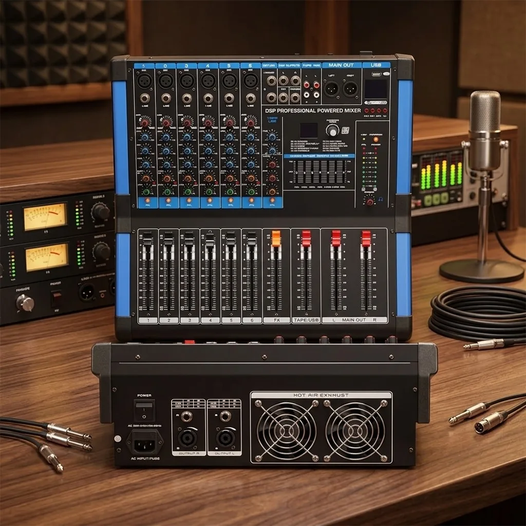 Pro 6 Channel 800W Power Mixer Amplifier with USB, Bluetooth, 48V Phantom, Monitor & 2-in-1 Function