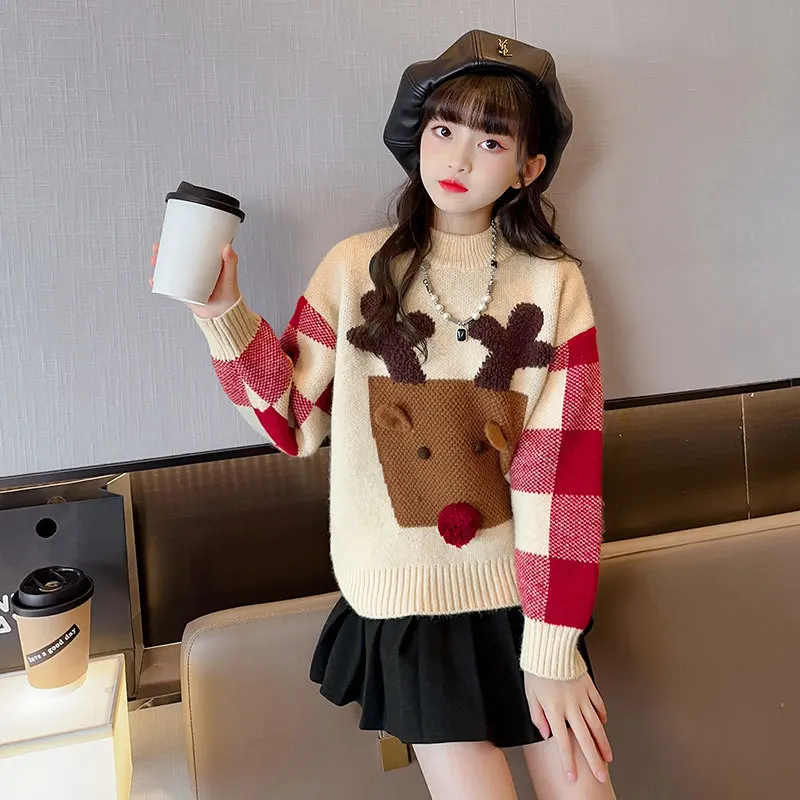 

Kids Sweaters Cartoon Print Girls Sweater Autumn Winter Children Pullover Fashion Knitwear Tops for 3 4 5 6 7 8 9 10 11 12 Years