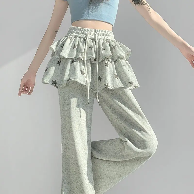 Girls Fashion Summer Casual Skirt Pants Outer Wear Middle Big Kids Summer New Korean Two Piece Elegant Versatile Long Pants