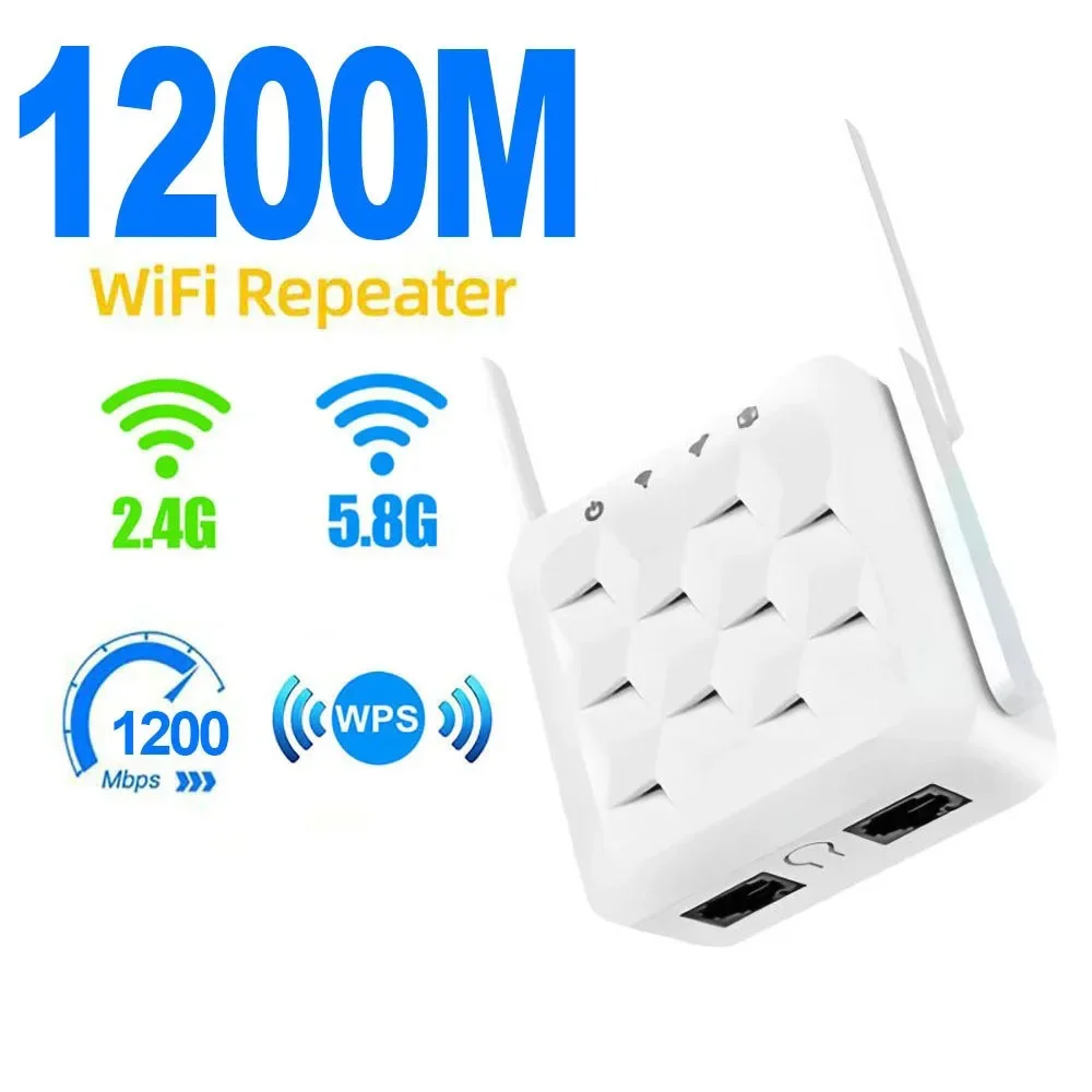 WiFi Repeater 1200Mbps Dual Band Wireless Amplifier 2.4G 5GHz Network Long Range Signal Booster For Home Office Wi-Fi Repeater