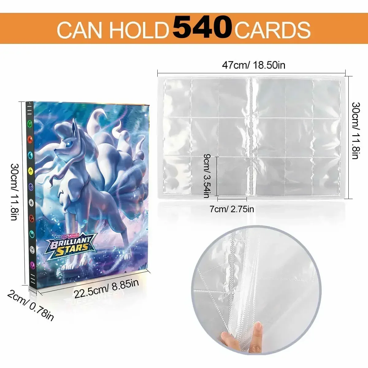 2024New Laser Charizard Squirtle Holder Binder Collections Folder Anime Card Protector Notebook Pokemones Album 540Pcs Card Book