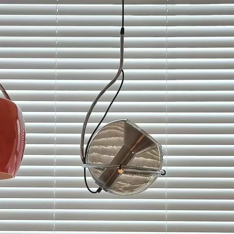 

American Retro Bedroom Bedside Restaurant Lamps Bauhaus Creative Personality Amber Glass Chandelier