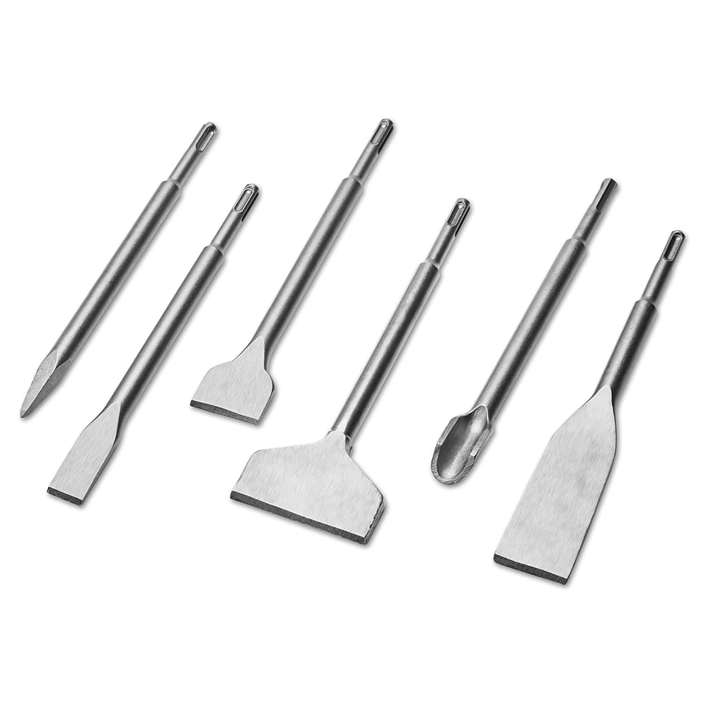 HGHO 6-Piece SDS Plus Chisel Set, Professional 40CR Steel Masonry Tools for Demolition and Renovation