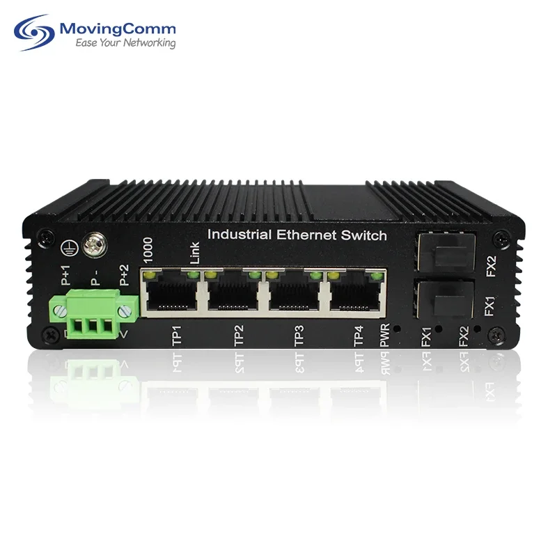 Hot Selling Industrial Network Switch Unmanaged 6 Port Gigabit Ethernet Poe Fiber Switch With 4*10/100/1000Base-Tx and 2*1000Bas