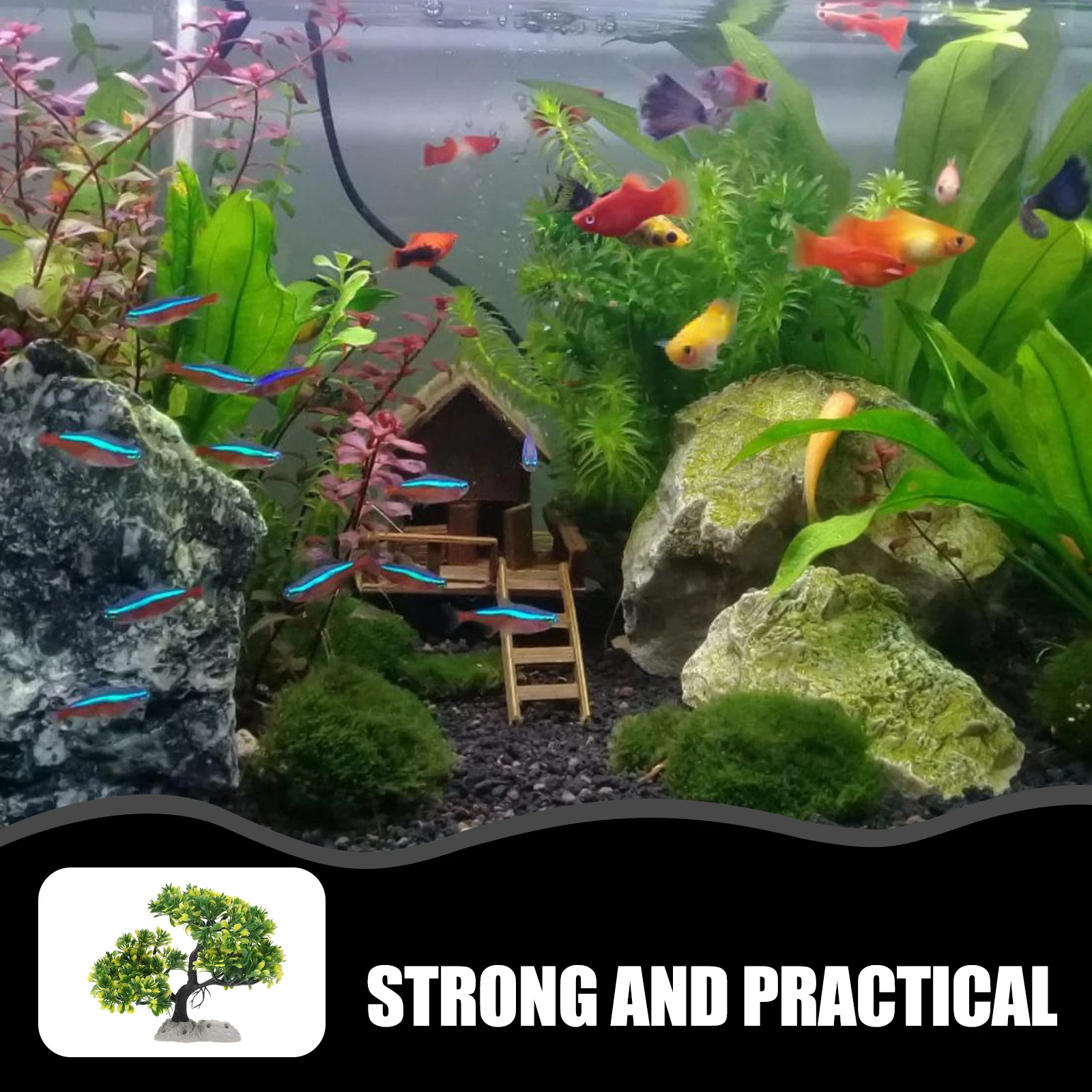 

Simulated Pine Tree Fish Tank Decoration Faux Aquarium Plant Realistic Resin Fake Tree Fish Tank Accessories Aquarium Decor