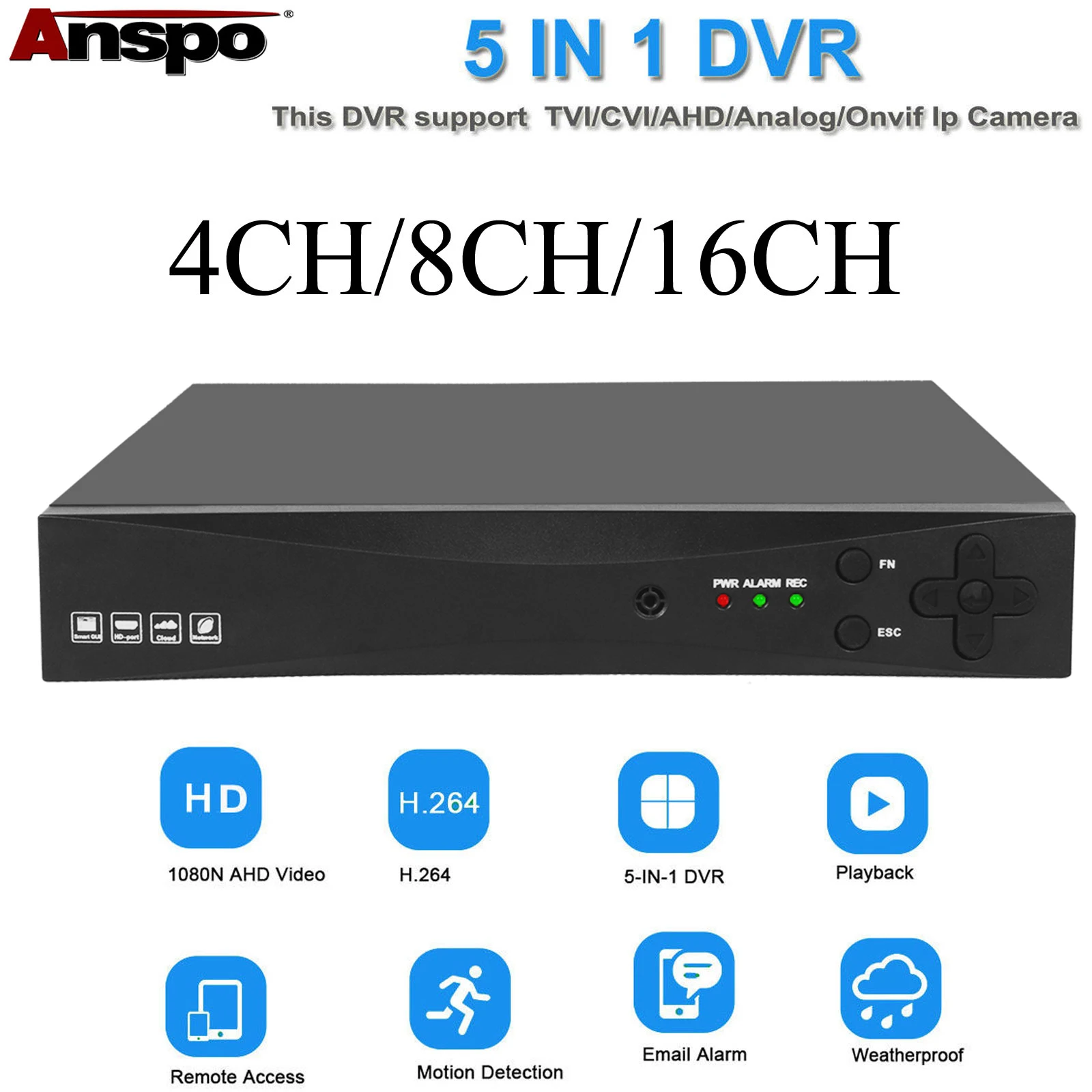 

4/8/16 CH 5-in-1 AHD 1080P Video Recorder CCTV Smart Security DVR HD VGA HDMI BNC