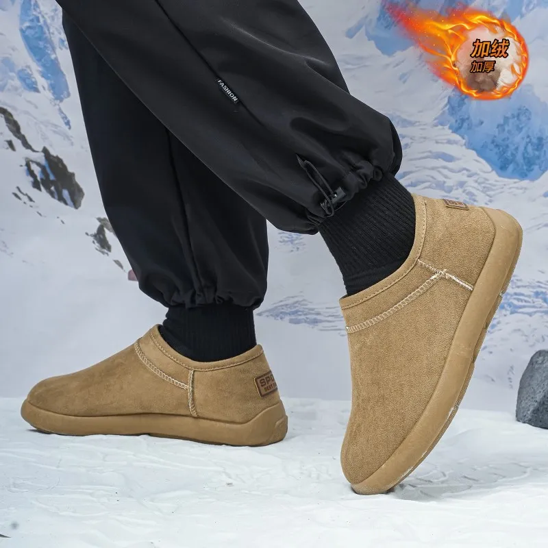2026 Warm Fur Men Ankle Shoes Winter Booties Men Snow BareFoot Casual Shoes Outdoor Ladies Work Shoes Male Snow Boots Plus Size