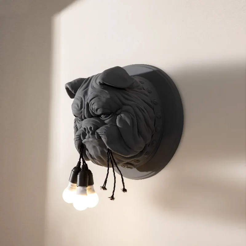 Nordic Animal Head Wall Lamp Living Room Dining Room Study Bedroom Personalized Creative Designer Ktv Bulldog Wall Lamp Decor