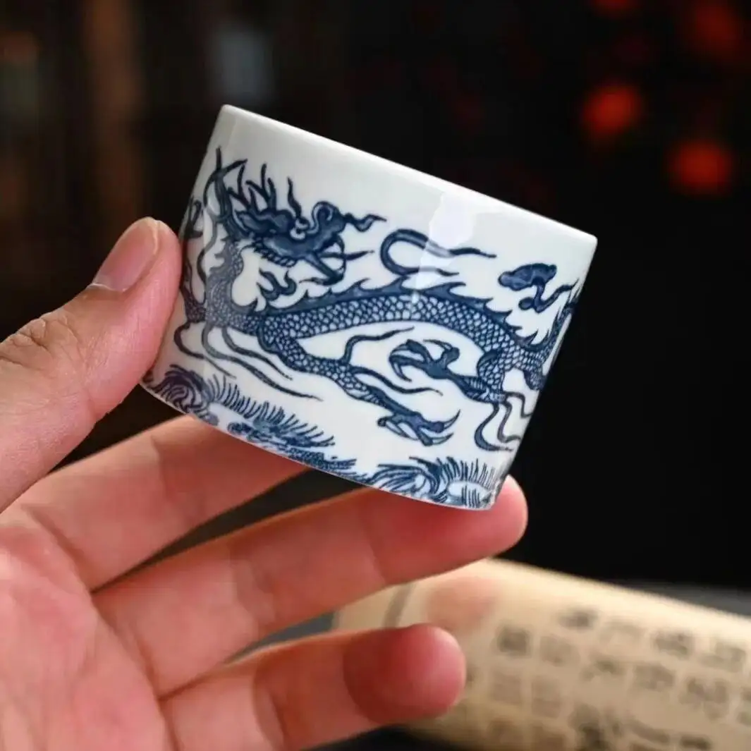 Керамическая Чашка Jade Auspicious Cloud Master Single Cup Retro Kiln Celadon  Tea Cup Personal Kung Fu Teacup