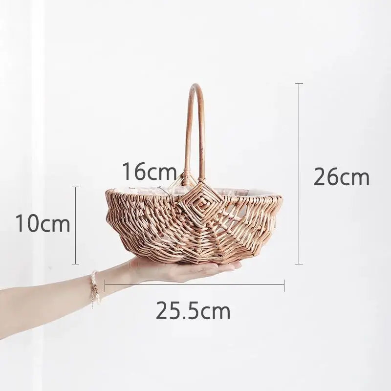 Wedding basket woven flower pot rattan basket hand-held watermelon-style handmade gift basket Floral art bamboo small flower bas