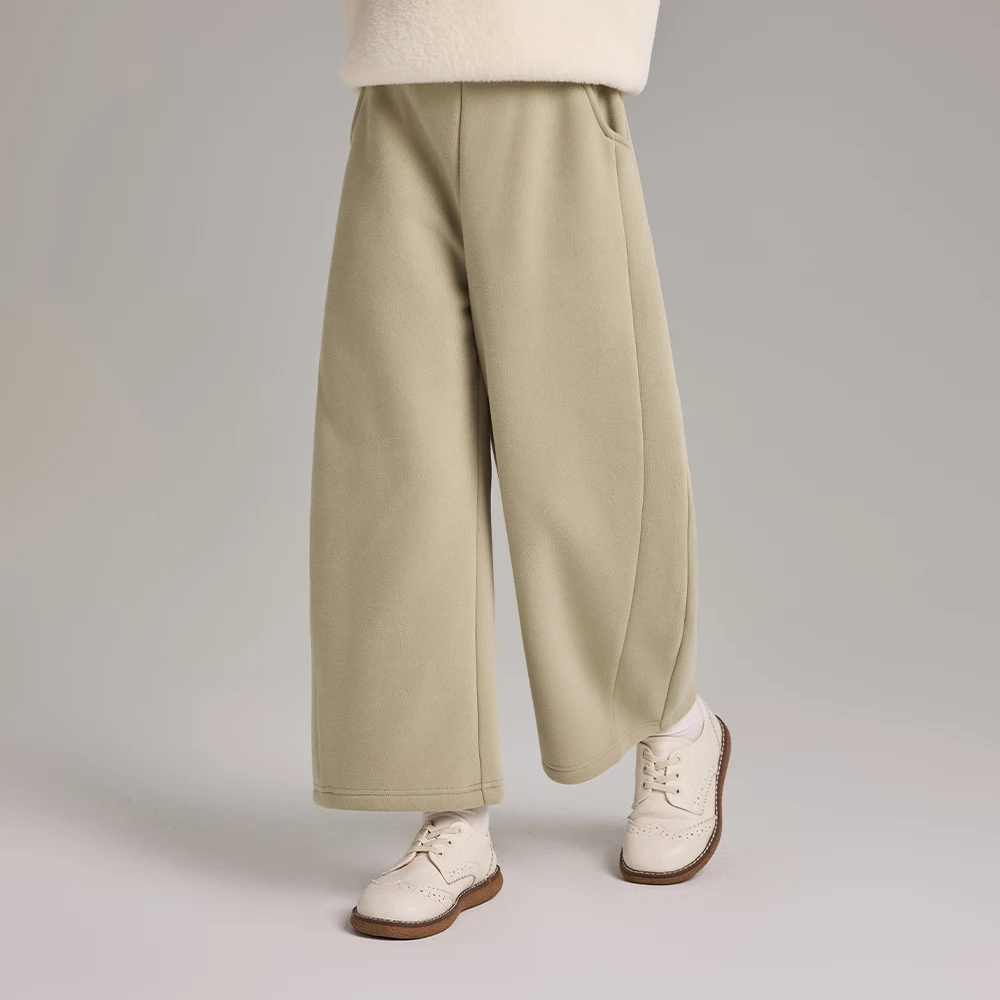 Dave Bella Girls Fleece-lined Knitted Pants Children Winter Warm Pants 7-15 Years Teen Straight Elastic Trousers DK4264315