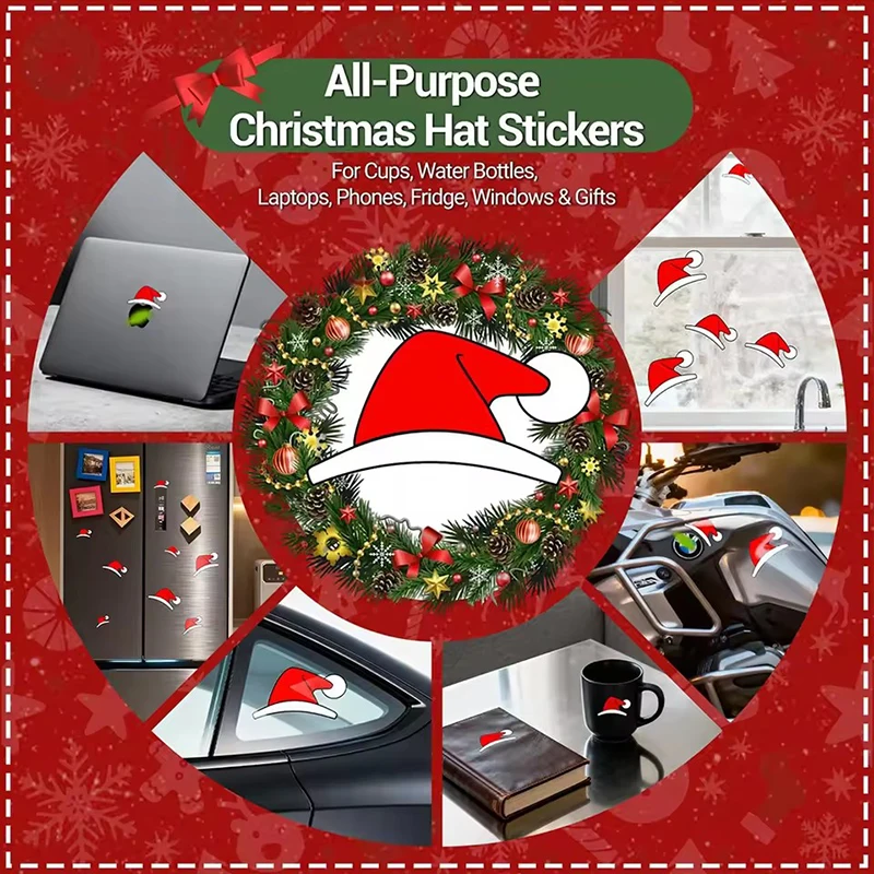 Wasserdichte Weihnachtsmannmütze-Aufkleber für Tesla, kreative selbstklebende Weihnachtsmütze für Auto, Wand, Fensterdekoration