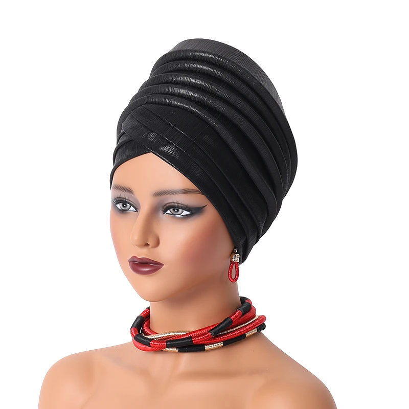 Boné de Turbante para Mulheres Africanas, Envoltórios de Cabeça Feminina, Já Feitos, Auto Gele Headtie, Turbantes Muçulmanos, Nova Festa Capacete, 2024