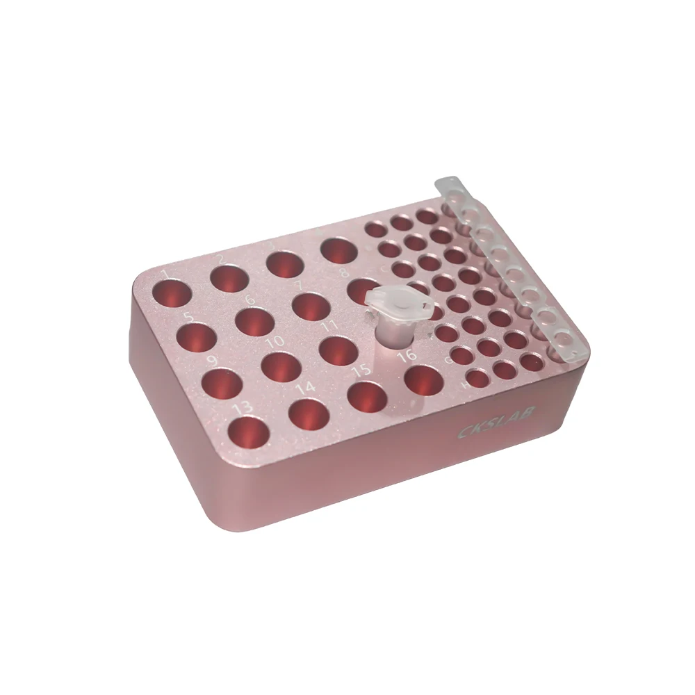 Low temperature metal ice box - colored aluminum tube holder, 32 holes for 0.2mL PCR+16 holes for 1.5/2mL centrifuge tubes